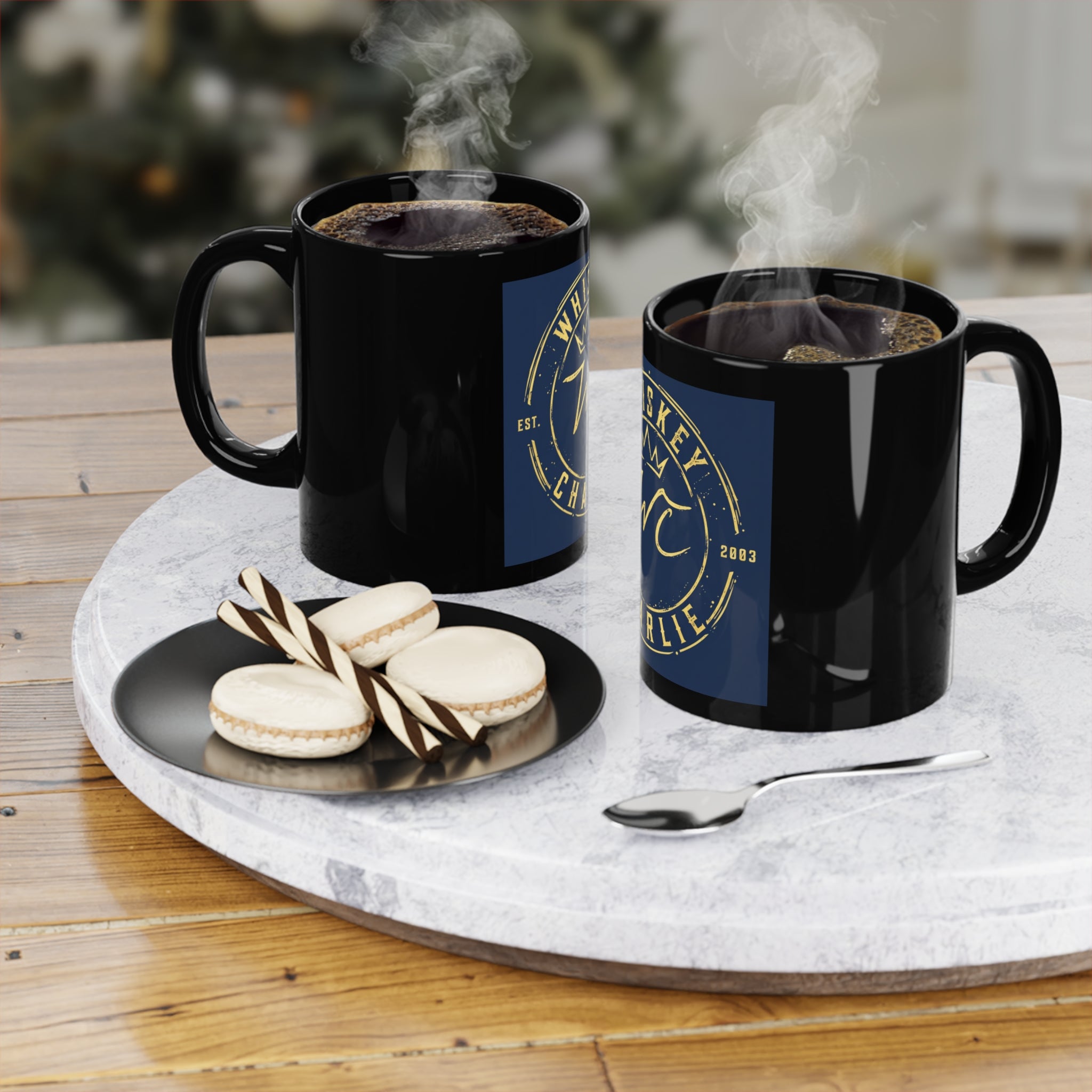Whiskey Charlie Logo Coffee Mug — 11oz Black Ceramic
